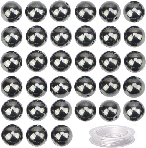 Vista 43 de 100 piezas de cuentas de cristal natural con piedras preciosas redondas sueltas de curación de energía con cordón elástico de cristal para hacer