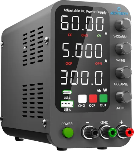 Vista 7 de Fuente de alimentación CC variable, 0-120 V 0-3 A, fuente de alimentación de banco de conmutación con modo de carga inteligente, USB de 20 W y carga