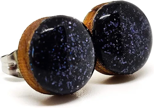 Vista 2 de Pendientes de tuerca, brillantes, 10 mm, hechos a mano, postes de acero inoxidable para orejas sensibles, tuerca para mujeres, hombres y niñas