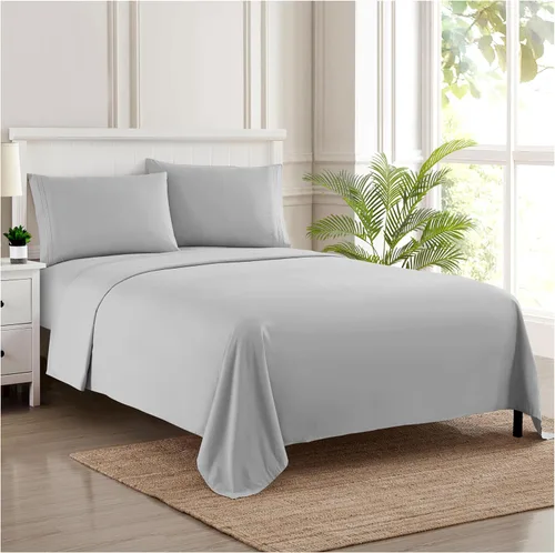 Vista 22 de Juego de sábanas extrasuaves de tamaño individual, ropa de cama transpirable y lujosa con correas elásticas integradas para las esquinas, colección