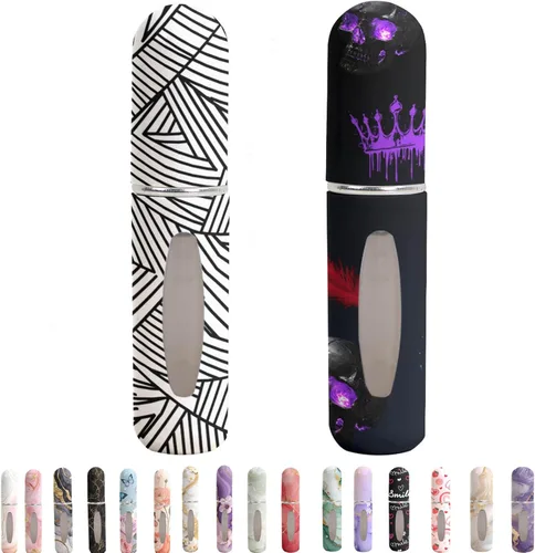 Vista 7 de Botella de Perfume Recargable para Viajes – Mini Vaporizador Portátil, Botellas de Perfume Vacías con Patrones Únicos, Estuche de Bomba de Repuesto