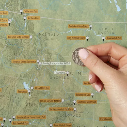 Vista 4 de Maps International - Impresión de golf Scratch Off USA Map - Regalos para golfistas - 17 x 22 pulgadas