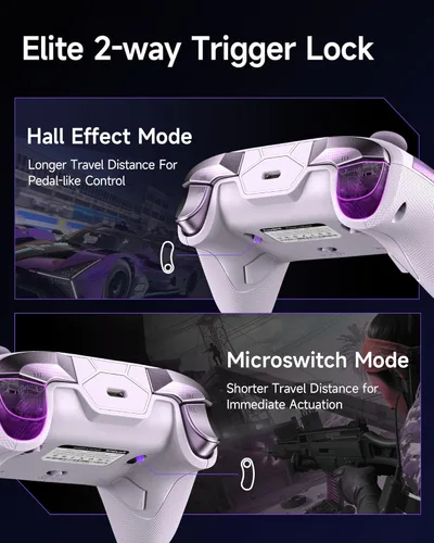 Vista 4 de EasySMX D10 PC Controller - Elite Wireless Bluetooth Pro Controller with TMR Joystick, Dual-Mode Triggers & Full Mechanical Buttons, 1000Hz Polling