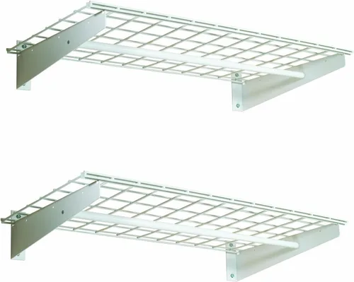 Hyloft Paquete de 2 estantes de garaje de pared de acero resistente, ajustable de 36 x 18 pulgadas, incluye barra para colgar, carga máxima de
