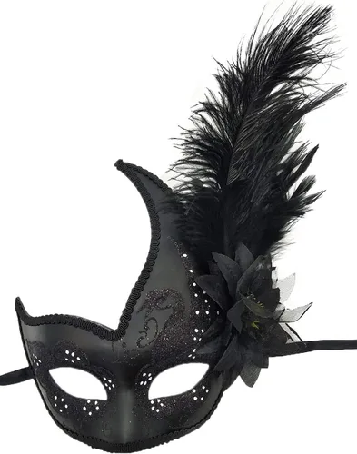 Vista 2 de Máscara de disfraz de plumas para mascarada de Halloween Mardi Gras máscara de fiesta de cosplay