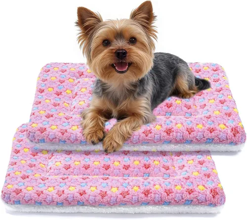 Vista 23 de Mora Pets Cama para gatos, almohadilla para jaula para perros, cama ultrasuave para mascotas con bonito estampado de estrellas, tapete lavable