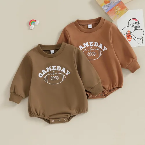 Vista 8 de MERSARIPHY Sudadera de fútbol para bebé, traje de manga larga con letras divertidas, ropa de otoño e invierno