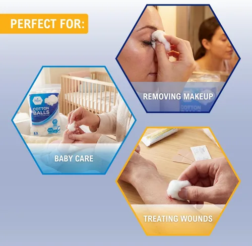 Vista 9 de MED PRIDE Bolas de algodón, 300 unidades, 100% algodón puro, ultra suaves y altamente absorbentes, no estériles multiusos bolas de algodón