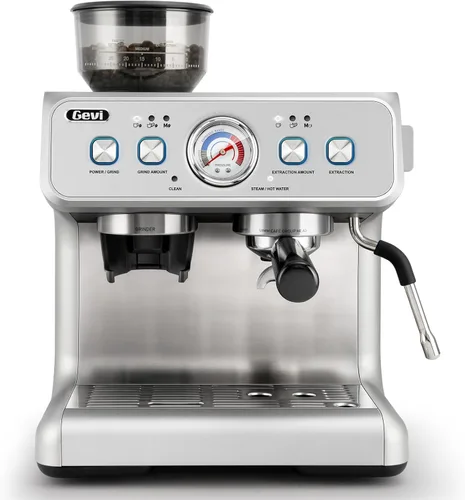 Vista 10 de Gevi Máquina de café espresso de 20 barras con molinillo y espumador de leche, cafetera profesional para el hogar, capuchino y café con leche