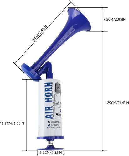 Vista 9 de Bocina de aire reutilizable azul, bocina de bomba de aire de mano de aluminio de 2 piezas con mini bocina de aire de mano, 2 piezas