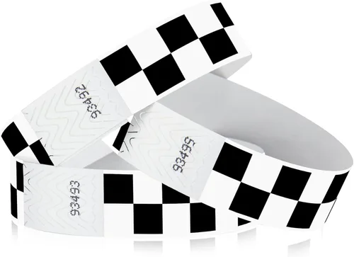 Vista 6 de 500 pulseras Tyvek con globos de Wristco para eventos, cómodas pulseras de papel resistentes a desgarros, pulseras de identificación