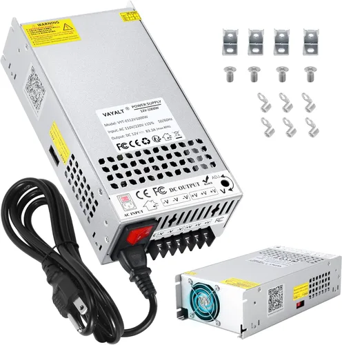 Vayalt DC 12V 83.3A 1000W Fuente de Alimentación Conmutada, Convertidor 110V/220V CA a CC, Conmutación Regulada Universal, Fuente de Alimentación