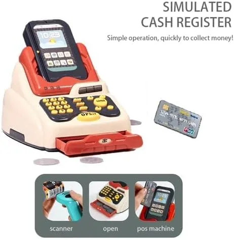 Vista 4 de Carrito de compras de juguete, carrito de comestibles para niños, carrito de compras para niños con alimentos, carrito de comestibles de juego