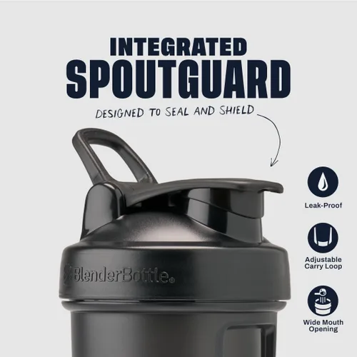 Vista 2 de BlenderBottle Classic V2 - Botella mezcladora perfecta para batidos de proteínas y preentrenamiento, 20 onzas (paquete de 3), color negro, azul