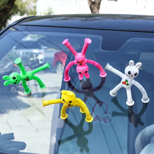 Vista 7 de Limpskys Paquete de 4 juguetes telescópicos con ventosa, conejito de Pascua, rellenos de huevos de Pascua, rellenos de cesta de Pascua, juguetes