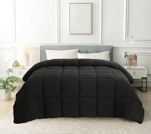 Vista 9 de Cozynight Edredón de plumón alternativo para todas las estaciones, edredón completo con relleno de edredón con pestañas en las esquinas, Gris