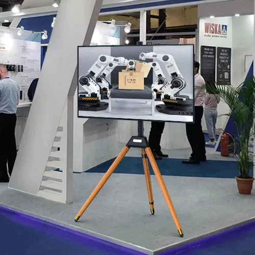 Vista 7 de Ergounion Soporte de TV con trípode para pantalla de 32 a 75 pulgadas de hasta 77 libras, soporte de suelo de TV de altura ajustable con patas