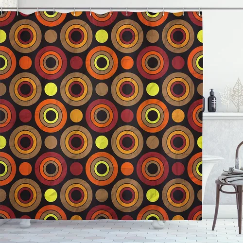 Vista 58 de Ambesonne Cortina de ducha abstracta, acuarela horizontal ovalada en forma de hojas, tonos pastel suaves, obras de arte clásicas, juego