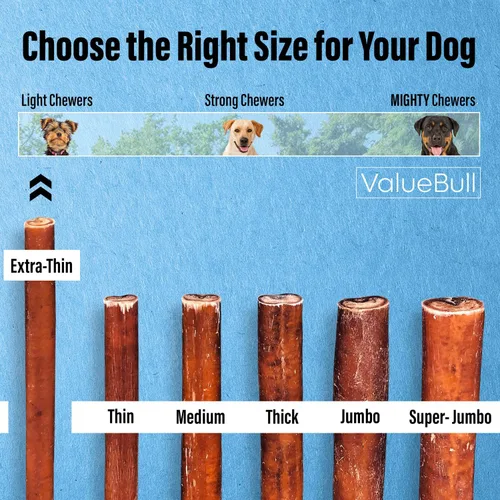 Vista 3 de ValueBull Bully Sticks para perros pequeños, extrafinos de 6 pulgadas, 50 unidades, golosinas naturales para perros, 100% carne de res, un solo
