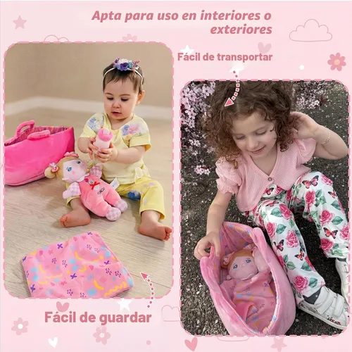 Vista 4 de OUOZZZ - Set de regalo de minimuñeca rosa de bebé afelpada de 10 pulgadas, muñeca de trapo afelpada para dormir, juguete para niños y niñas