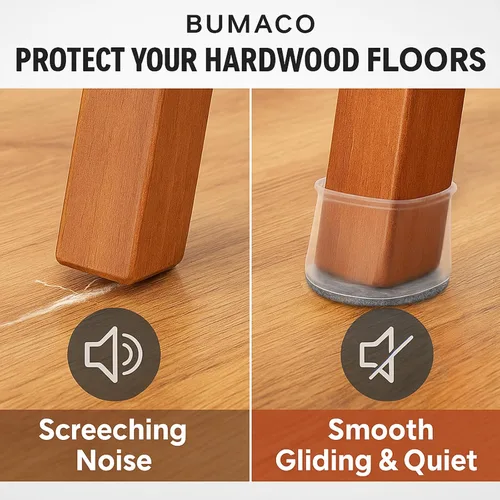 Vista 3 de BUMACO 20 protectores de suelo para patas de silla, protectores de patas de silla para suelos de madera dura, almohadillas de silicona para proteger