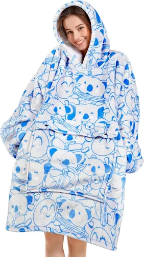 Vista 40 de Narecte Manta con Capucha Extra Grande y Acogedora, Manta con Capucha Usable para Adultos, Manta con Capucha Suave y con Capucha, Regalos