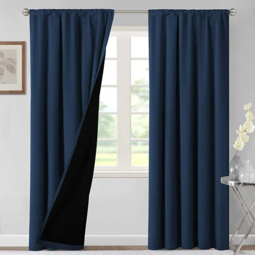 Vista 60 de H.VERSAILTEX Cortinas 100% opacas para dormitorio, 42 pulgadas de ancho x Gris paloma