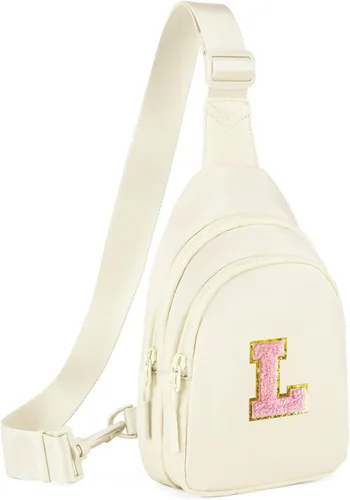 Vista 121 de Viverte Pequeña bolsa con inicial para niñas y mujeres, bonita cangurera cruzada de regalo