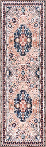 Vista 5 de nuLOOM Nevaeh - Alfombra de pasillo ultrafina lavable a máquina, 2 pies 6 pulgadas x 8 pies, color azul