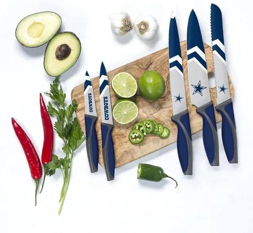 Vista 6 de YouTheFan Dallas Cowboys - Juego de barbacoa de 3 piezas + 5 cuchillos de cocina