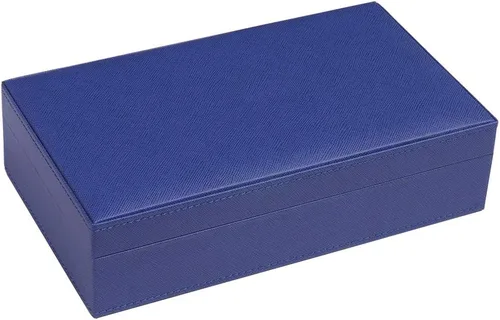 Vista 2 de Silverman & Co. Juego de dominó blanco grande doble 6 - Caja azul