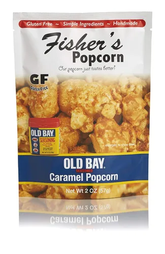 Vista 2 de Fisher's Popcorn Sabor a caramelo sazonado Old Bay Bolsa de 2 onzas Paquete de 12