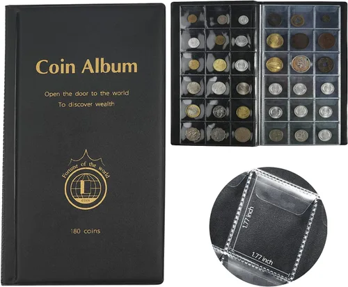 AITIME 180 bolsillos suministros de colección de monedas, soportes para coleccionistas, álbum de coleccionista adecuado para monedas de diámetro