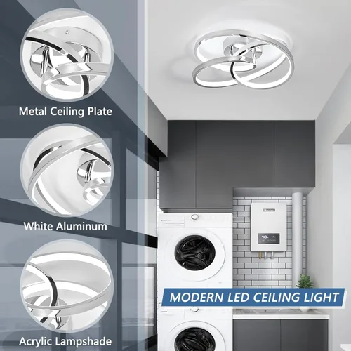 Vista 6 de Lámparas de Techo LED, 36W Lámpara de Techo LED Moderna de Montaje al Ras, Blanco Frío 6000K Luces de Techo Cercanas al Techo para Pasillo