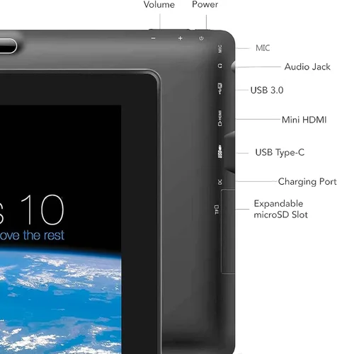 Vista 3 de 6GB RAM 128GB ROM Windows 11 Tablets Computadora,10.1 pulgadas Windows Tablet Home,Intel Celeron,IPS 1280x800 2.8 GHz, 2MP+5MP cámara dual