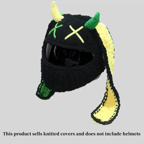 Vista 7 de Beanie, Fundas para cascos de motocicleta, divertidos conejos, orejas de felpa, cubiertas protectoras de cara completa para paseos divertidos