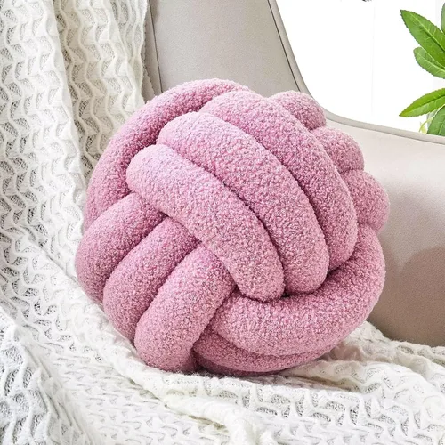 Vista 14 de Uvvyui Bola de almohada de nudo, almohadas decorativas suaves para el hogar, almohada decorativa redonda, almohada de felpa anudada hecha a mano