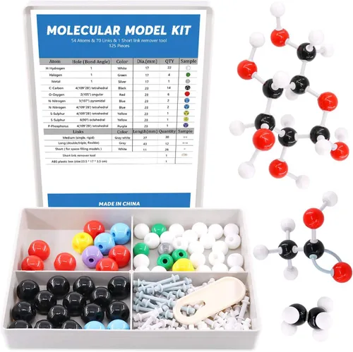 Vista 12 de Swpeet Juego de 92 piezas de modelo molecular de química para estudiantes y profesores, juego de modelos moleculares para química inorgánica