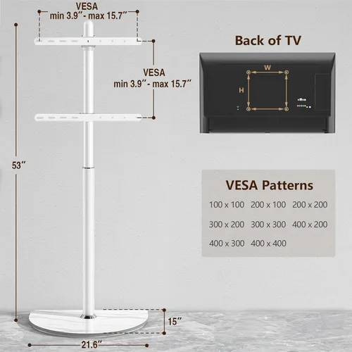Vista 4 de Soporte universal para TV de esquina con soporte giratorio para televisores de pantalla plana LED LCD de plasma de 32 a 65 pulgadas, soporte de TV