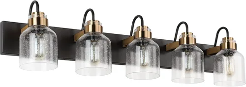 Vista 11 de PRESDE 2 Luces Accesorios de Tocador de Baño Negro y Dorado Luces de Baño de Granja Accesorio de Iluminación Sobre Espejo Aplique de Pared de Baño