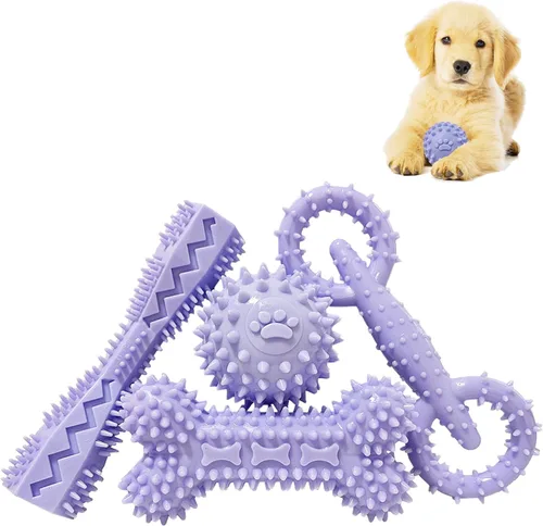Vista 7 de Paquete de 4 juguetes de dentición para cachorros de 0 a 6 meses, juguetes masticables para dentición, lindo juguete para perros pequeños, juguete