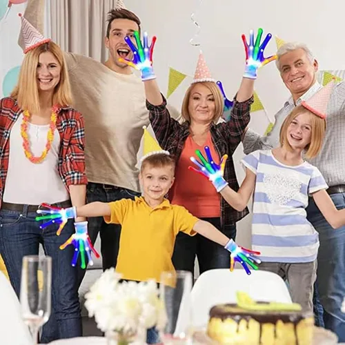Vista 3 de DALEDWN Led Gloves 5 Colors 6 Modes Light up Gloves Rave Gloves Finger Light Flashing Gloves Cool Fun Toys (M)