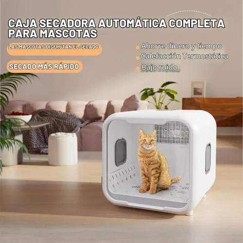 Vista 2 de Caja Secadora Automática para Mascotas para Gatos y Perros Pequeños, Secador de Pelo Ultra Silencioso para Perros 71L de Capacidad con Control