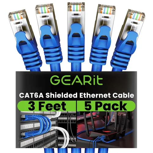 Vista 12 de GEARit Cable Ethernet Cat6A (30 pies, negro) SSTP blindado sin enganches de 10 Gbps, cable Ethernet blindado SFTP, 26AWG 4 pares de cables Cat6