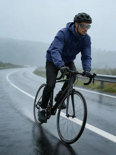 Vista 3 de Chaqueta impermeable para hombre, rompevientos, impermeable, para ciclismo, correr, senderismo, con capucha, ligera, plegable