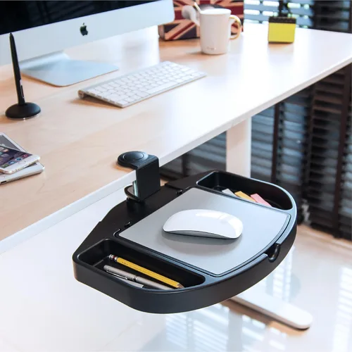 Vista 7 de EHO Organizador de escritorio con abrazadera, multifuncional con cajón para lápices, almacenamiento de alfombrilla de mouse, giratorio, a prueba
