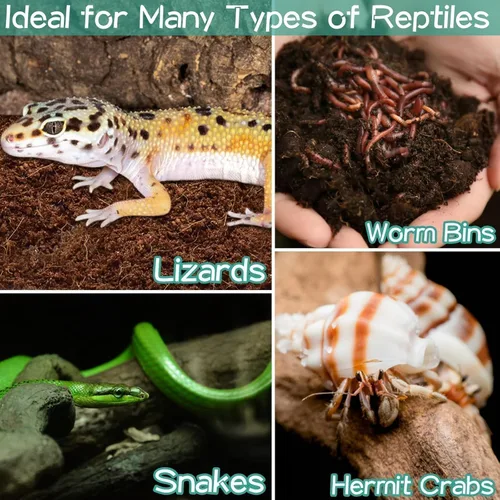 Vista 7 de Halatool 0.64kg de fibra de coco sustrato para cama de reptiles, sustrato natural de cáscara de coco para recinto de serpiente y tarántula, hábitat