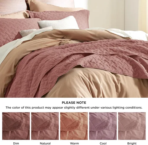 Vista 64 de Bedsure Colchas de tamaño Queen – Colchas ligeras tamaño Queen con patrón de tejido de canasta, ropa de cama suave, edredón de rosa polvorienta