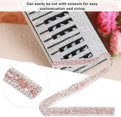 Vista 6 de Cinta de malla con diamantes de imitación brillantes, cinta decorativa acrílica plateada para bodas, pasteles y jarrones, suministros de decoración