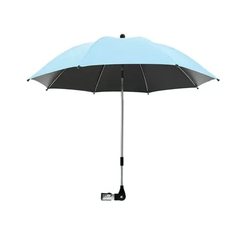 Vista 12 de Cochecito de bebé paraguas conveniente y ligero, con clip, dirección ajustable, la parte superior del paraguas se puede ajustar para doblarse, Gris